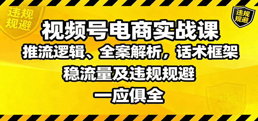视频号电商实战课 推流全解 话术制胜 稳流防规-九零创业网