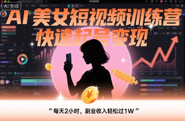 AI美女短视频速成营 2小时日入过万 轻松副业逆袭-九零创业网