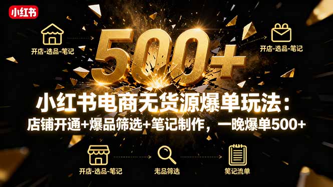 小红书无货源爆单秘籍 一晚500单 店铺笔记全攻略-九零创业网