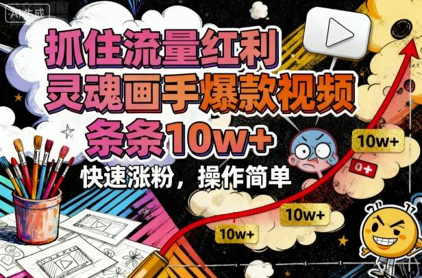 灵魂画手爆款视频 10万+流量秘诀 轻松涨粉攻略-九零创业网