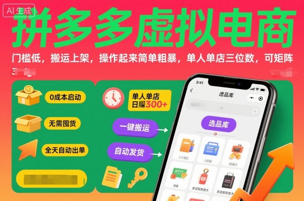 拼多多轻门槛电商 一店小成本 矩阵操作轻松赚-九零创业网