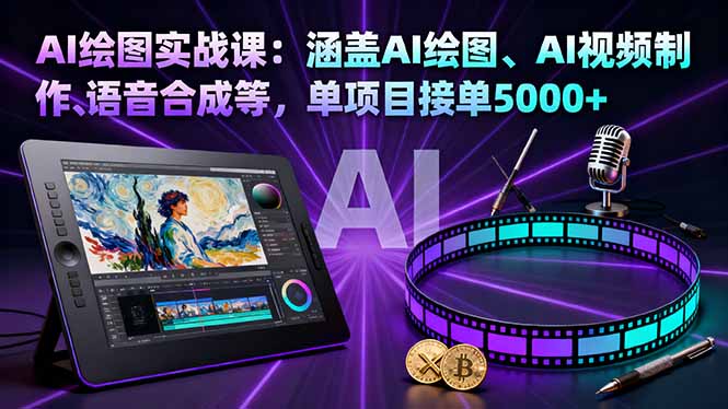 AI绘图实战课 视频制作 语音合成 单项目收益5000+-九零创业网