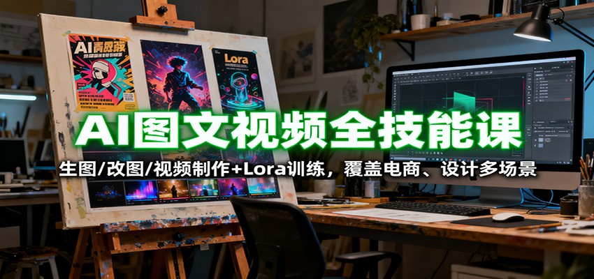 AI图文视频全能课 电商设计 生图改图视频制作+Lora训练一网打尽-九零创业网