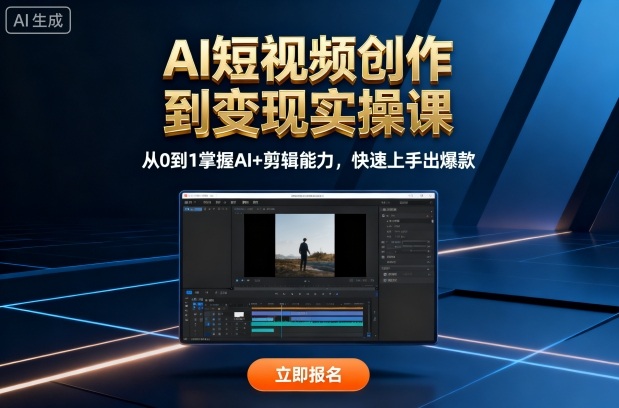 AI短视频剪辑实操课 从零基础到爆款达人 10月更新-九零创业网