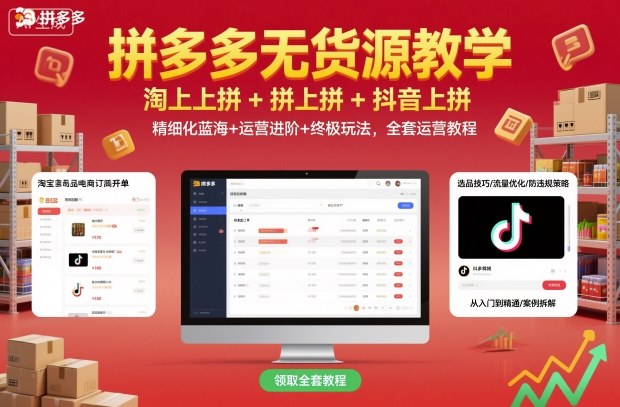 拼多多无货源全攻略 淘拼抖三合一 蓝海运营进阶秘籍-九零创业网