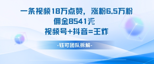18万赞+6.5万粉 佣金翻倍 视频号+抖音 双平台王炸效应-九零创业网