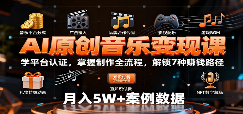 AI音乐变现秘籍 平台认证 全流程制作 7招解锁盈利之道-九零创业网