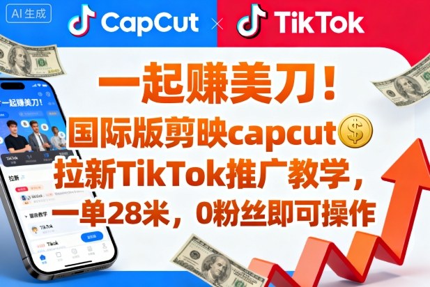 零粉丝轻松赚美刀 Capcut国际版TikTok拉新教程-九零创业网