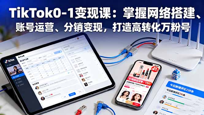 TikTok变现速成 搭建网络 运营账号 分销赢万粉高转化-九零创业网