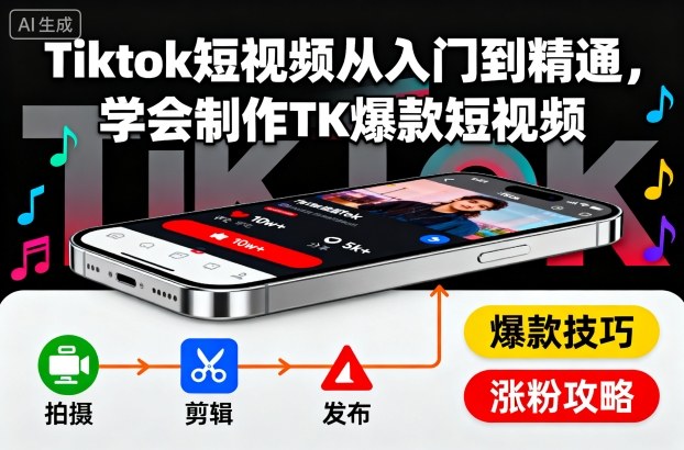 从零到爆款 TikTok短视频制作达人速成攻略-九零创业网