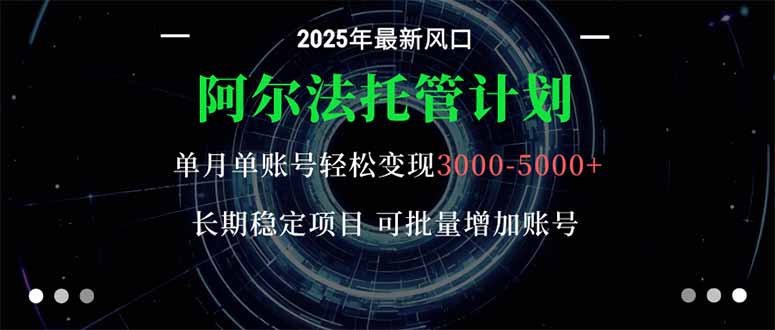 阿尔法托管月入3000+ 新手稳赚项目 轻松上手