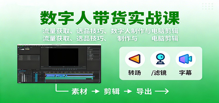 数字人实战课 流量攻略 选品秘籍 制作剪辑全解析