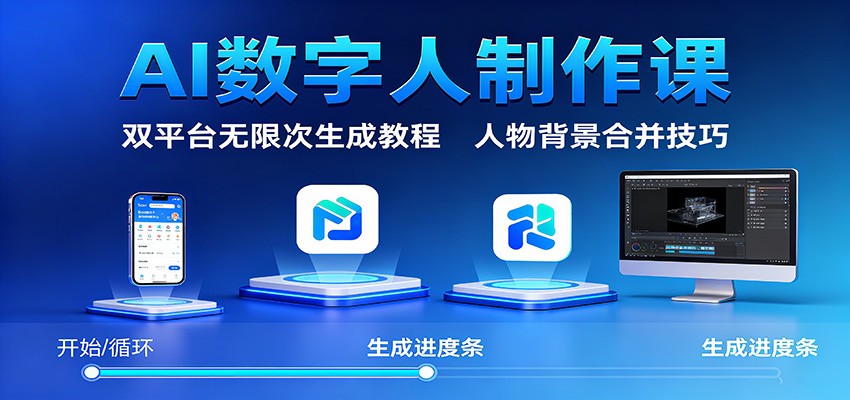 AI数字人制作课 双平台教程 背景融合技巧解锁-九零创业网