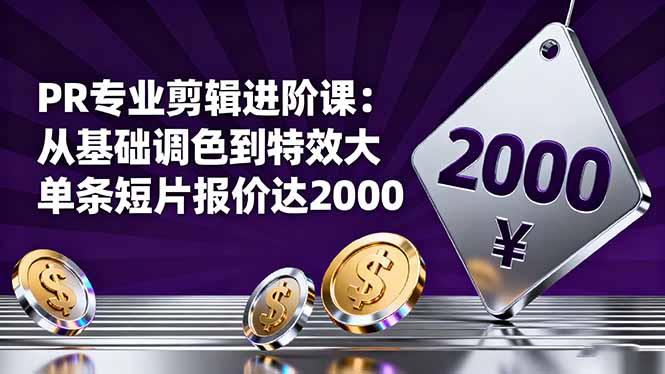 PR剪辑进阶课 调色特效 大片制作2000元速成