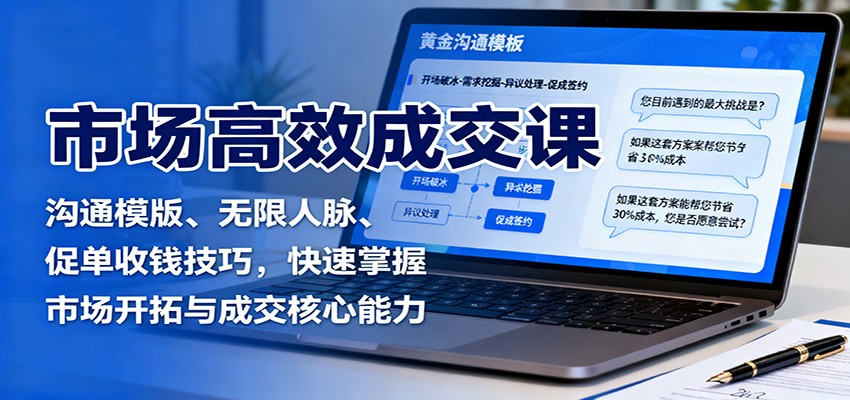 高效成交秘籍 沟通模板+无限人脉+促单技巧 速成市场成交高手-九零创业网