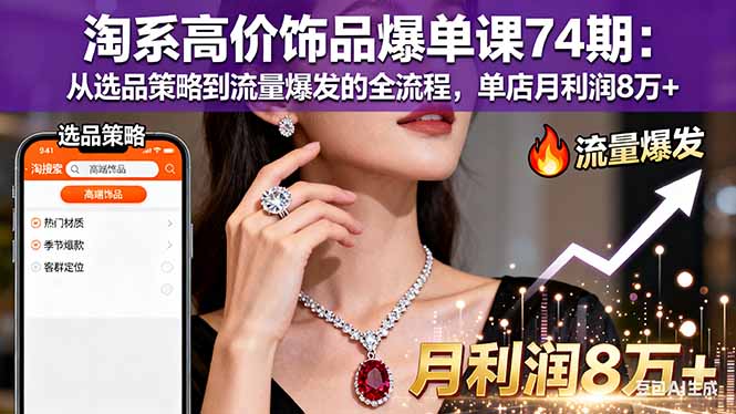 淘系高价饰品爆单课74期 选品至流量全攻略 月赚8万+秘诀