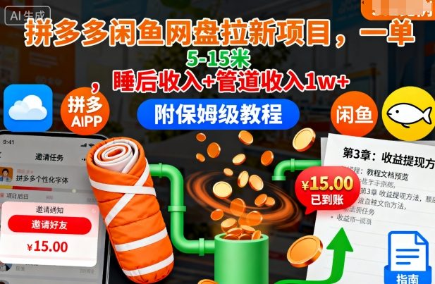 拼多多闲鱼网盘项目 躺赚月入过万保姆教程