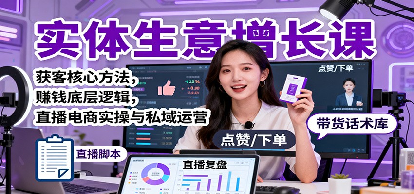 实体生意增长秘籍 获客策略 盈利逻辑 直播电商与私域运营全解析-九零创业网