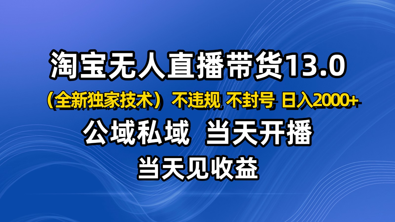 淘宝无人直播13.0 公域私域双管齐下 旺季日赚2000+ 封号零风险攻略-九零创业网
