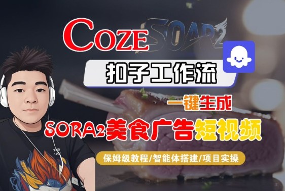 Coze扣子一键制作SORA2美食短视频 保姆级教程速成-九零创业网