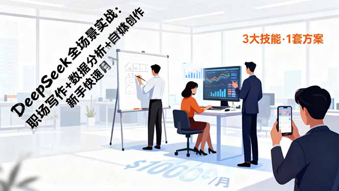 DeepSeek全场景实战 职场写作+数据分析+自媒体 新手速成月入过万-九零创业网