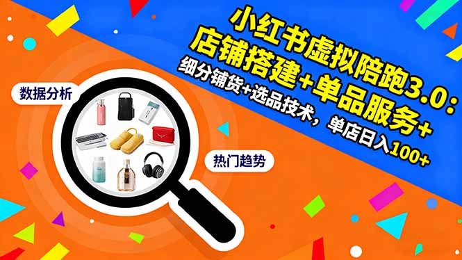 小红书虚拟陪跑3.0 单店日赚百元 打造高效电商店铺-九零创业网