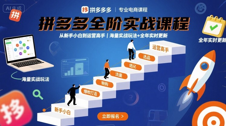 拼多多全阶实战 小白进阶大师 实战玩法全年更新-九零创业网