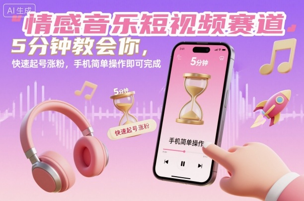 5分钟短视频起号秘籍 情感音乐涨粉快如闪电-九零创业网