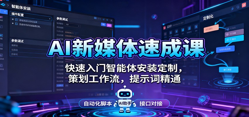 AI新媒体速成课 速学智能体搭建与优化-九零创业网