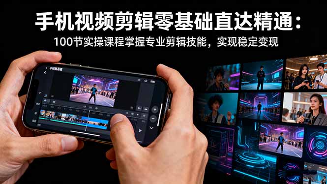 手机视频剪辑从新手到大师 100节实战课 精通剪辑技巧-九零创业网