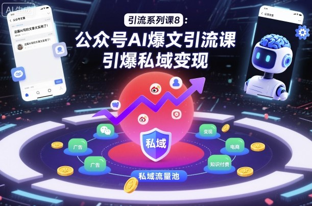 公众号AI爆文引流 私域变现新攻略速学课-九零创业网