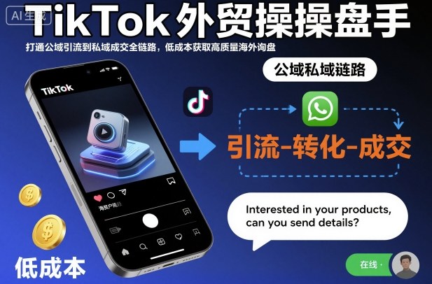 TikTok外贸高手 公域引流私域成交 低成本获高质询盘-九零创业网