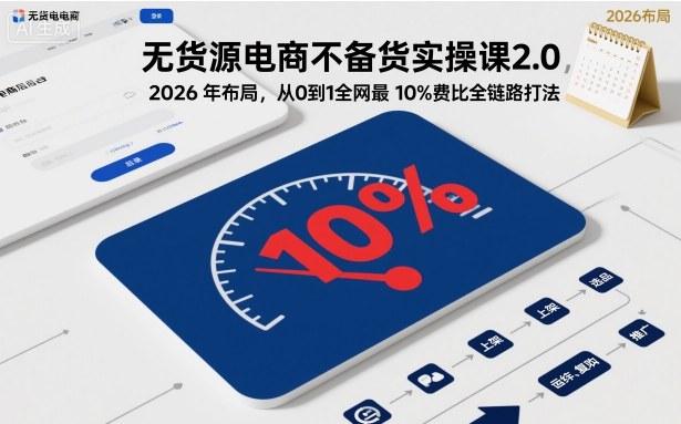 2026无货源电商实操课2.0 全网最低10%费比全链路策略全解析-九零创业网