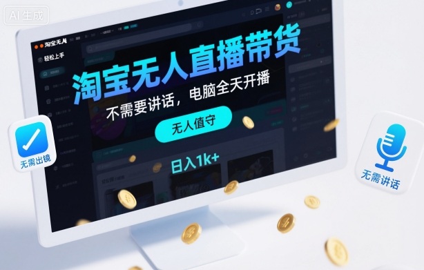 淘宝无人直播带货 电脑自动开播 日赚千元轻松实现-九零创业网