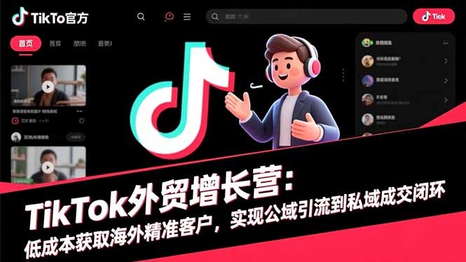 TikTok外贸增长营 低成本拓海外客 公域引流私域成交闭环-九零创业网