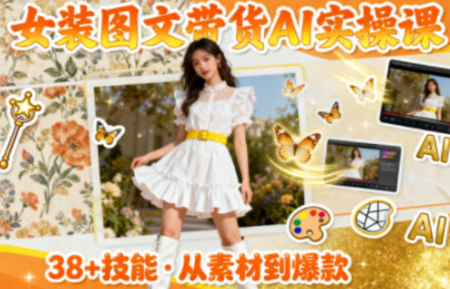 女装图文带货AI实操课 38技能速成 素材高效制作-九零创业网