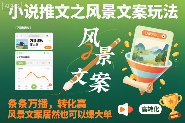 风景文案新玩法 爆单秘籍 一推万播-九零创业网