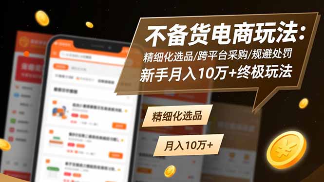 新手电商月入10万+ 不备货玩法揭秘-九零创业网