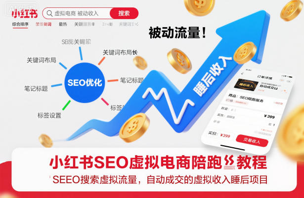 小红书SEO电商教程 打造被动流量 自动成交的睡后金蛋项目-九零创业网