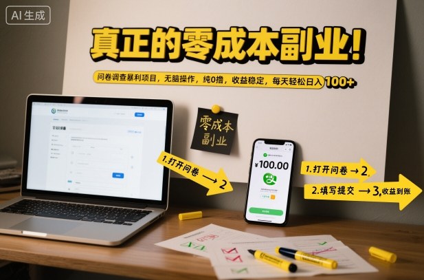 揭秘 问卷调查日入百元副业 零成本轻松操作-九零创业网