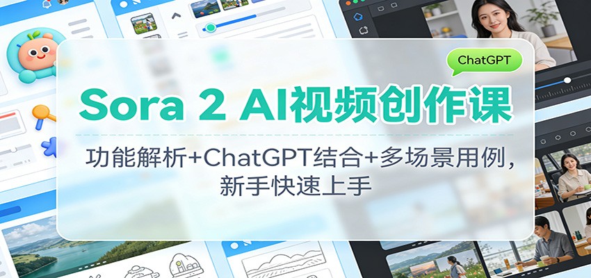 Sora 2 AI视频课全解析 ChatGPT助力 新手速成多场景应用-九零创业网