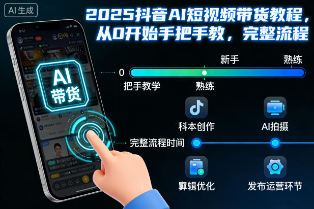 2025抖音AI短视频带货入门教程 从零基础到带货达人-九零创业网