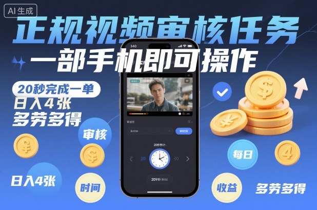 手机轻松审核 20秒一单 日赚4单 揭秘高效赚钱法-九零创业网