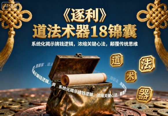 逐利心法 颠覆传统 道法术器18锦囊解密搞钱之道-九零创业网
