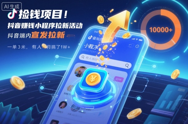 抖音賺钱神器 内宣拉新 一单3米 半月轻松过万-九零创业网