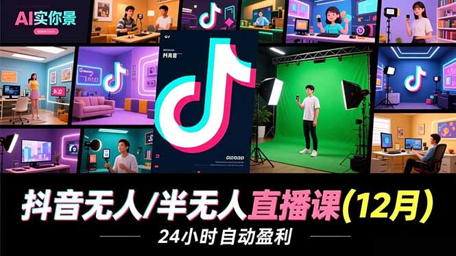 12月抖音新趋势 无人/半无人直播课 轻松教学新体验-九零创业网