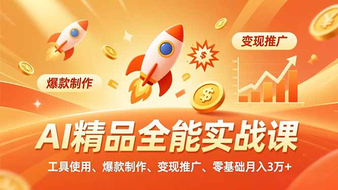 AI实战课 工具精通 爆款打造 月入3万+变现秘籍-九零创业网