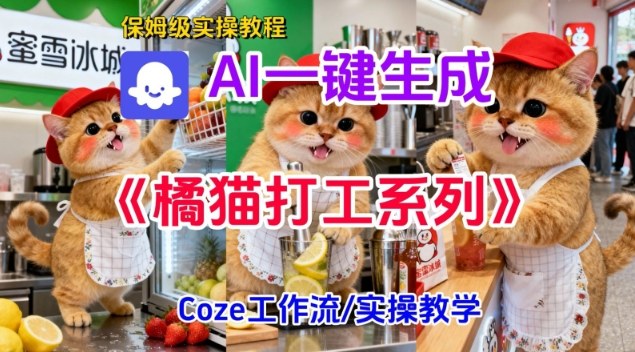 保姆级教学 Coze扣子一键制作胖橘猫打工短视频-九零创业网