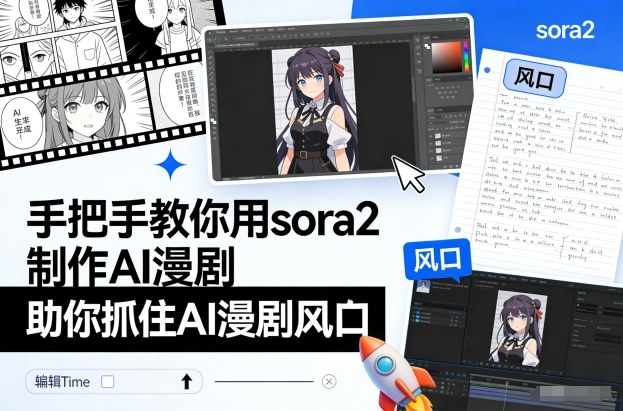 手把手Sora2教程 轻松制作AI漫剧 乘风破浪入风口-九零创业网