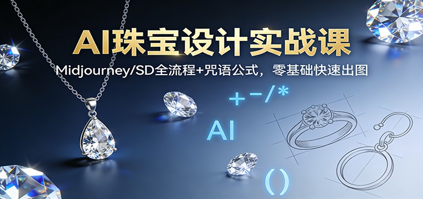AI珠宝设计实战课 Midjourney/SD全流程 咒语公式 零基础速成-九零创业网
